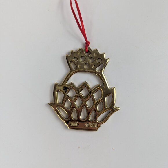 Virginia Metalcrafters Newport Pineapple Ornament Vtg 1989 In Original Box Gold - Picture 3 of 4